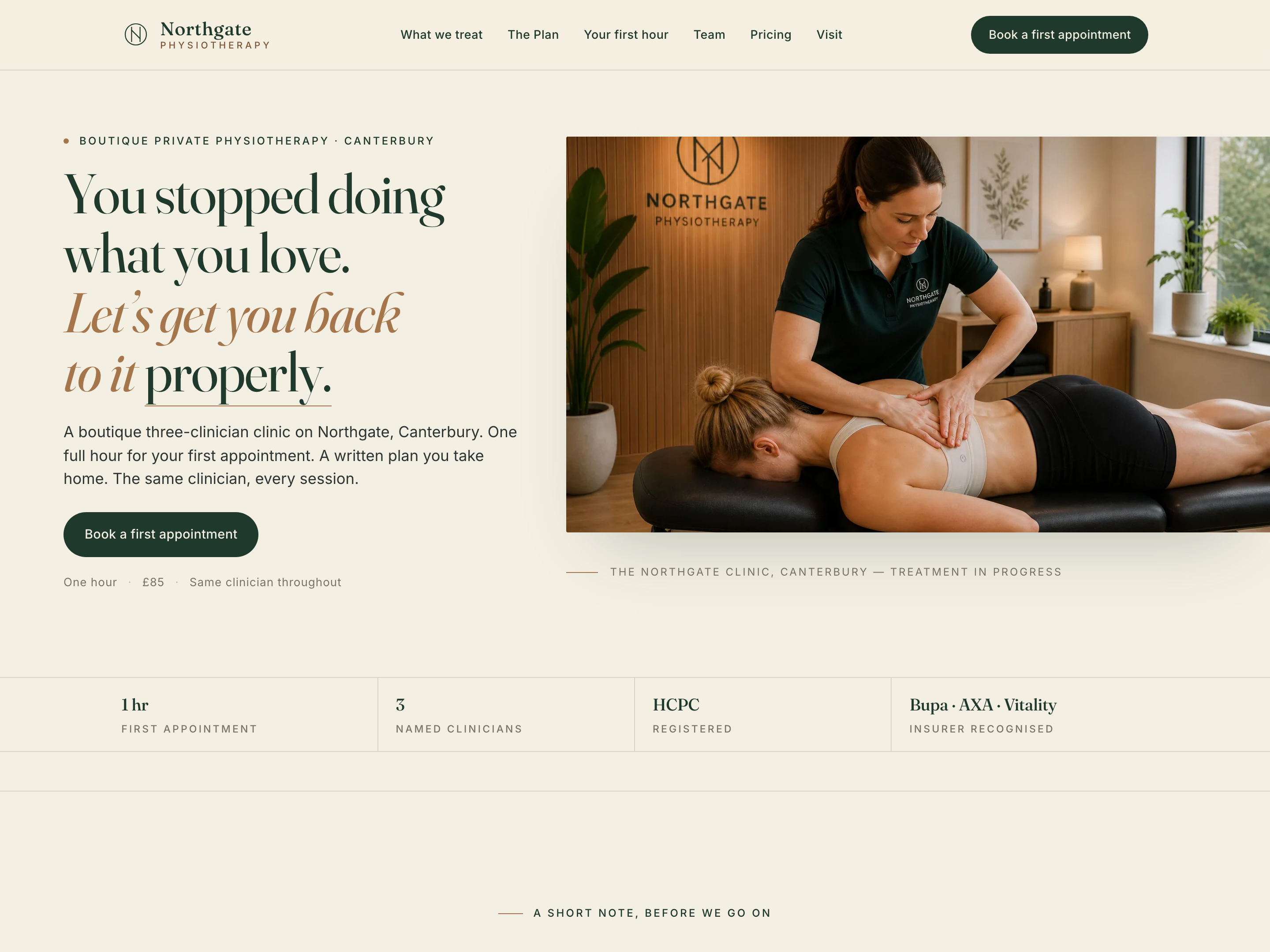 Hero of Northgate Physiotherapy — boutique private physio clinic, Canterbury