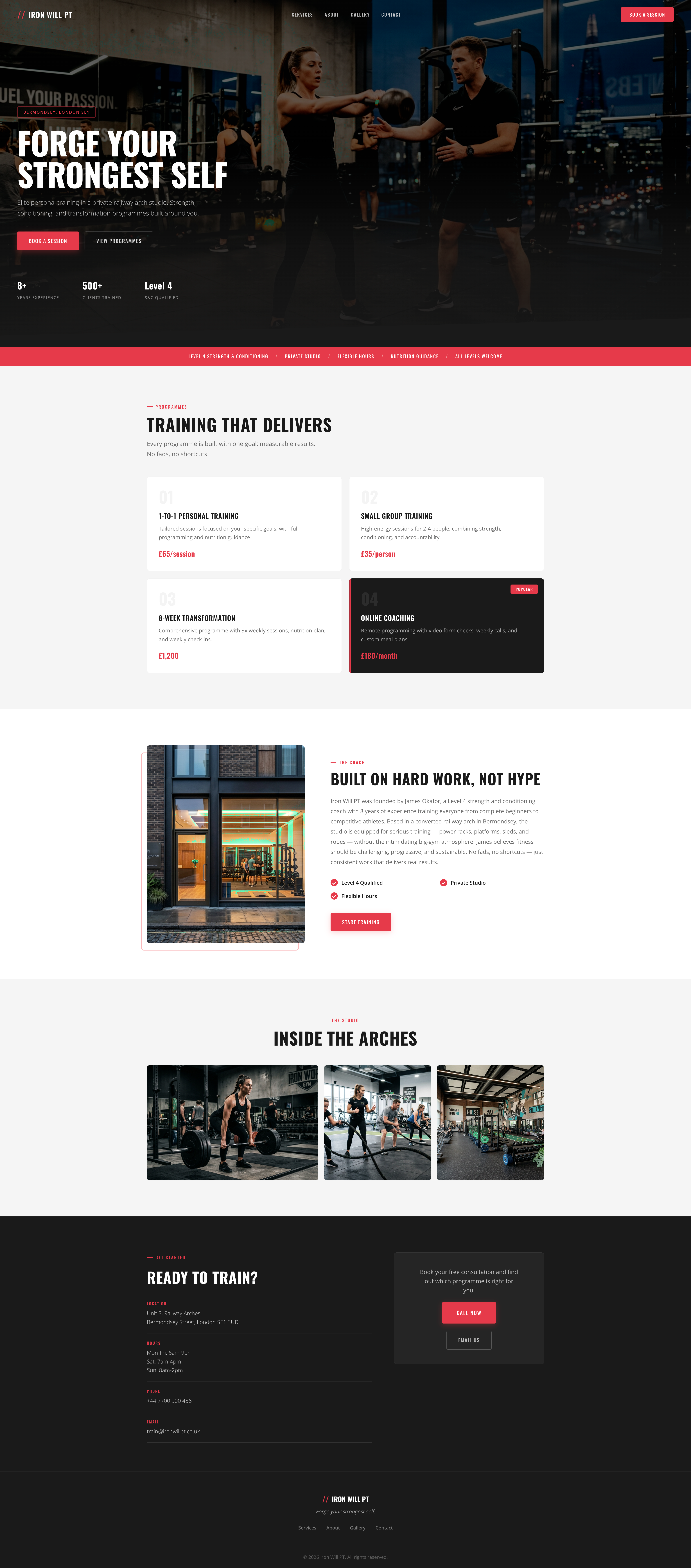 Iron Will PT personal training website